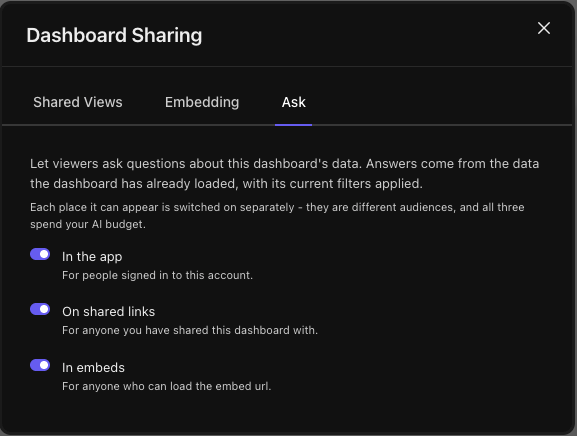 Per-surface chat toggles in sharing preferences
