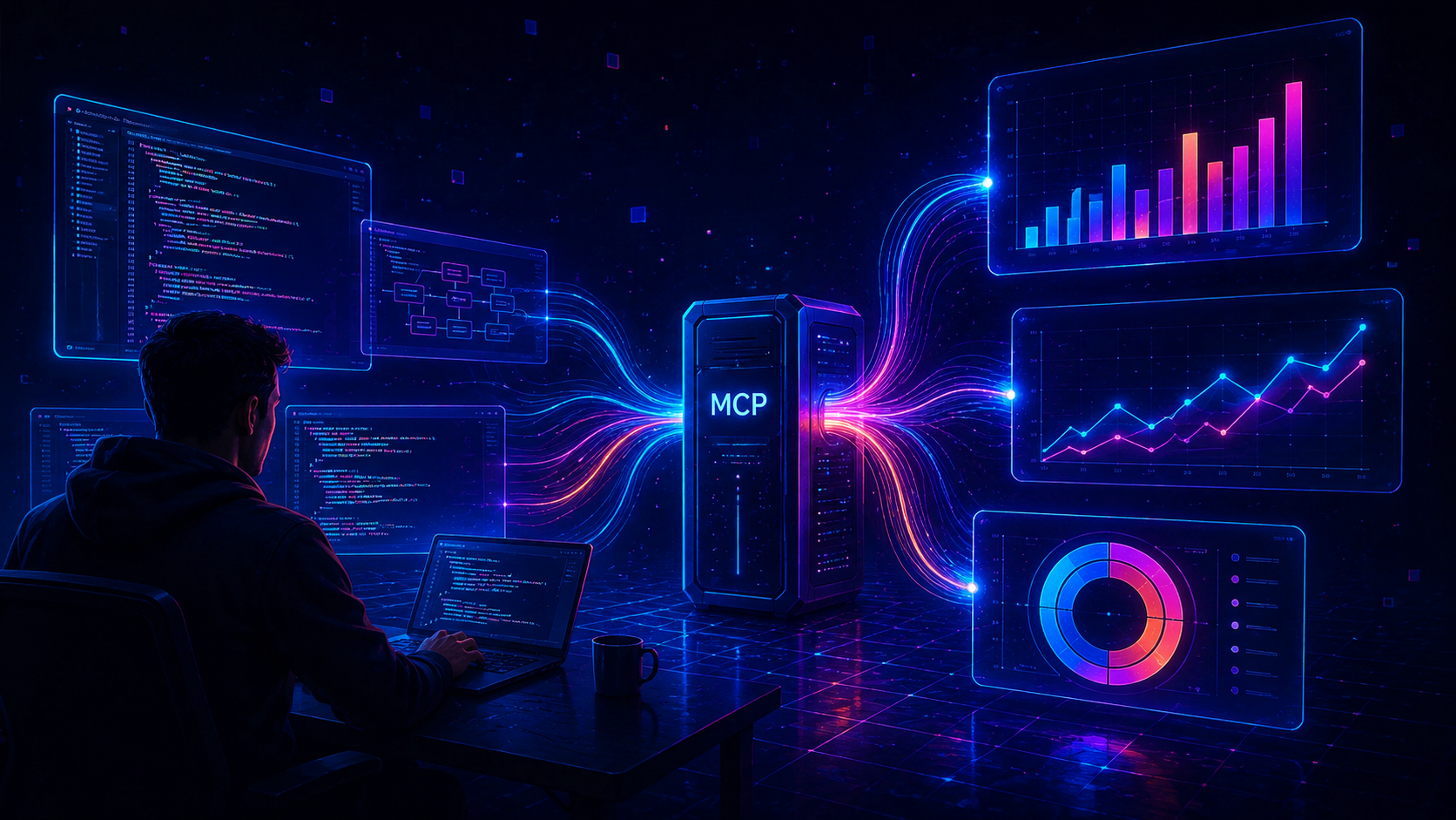 An AI client connected through the MCP server, turning queries into dashboards