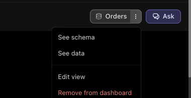 View pills at the top of a dashboard
