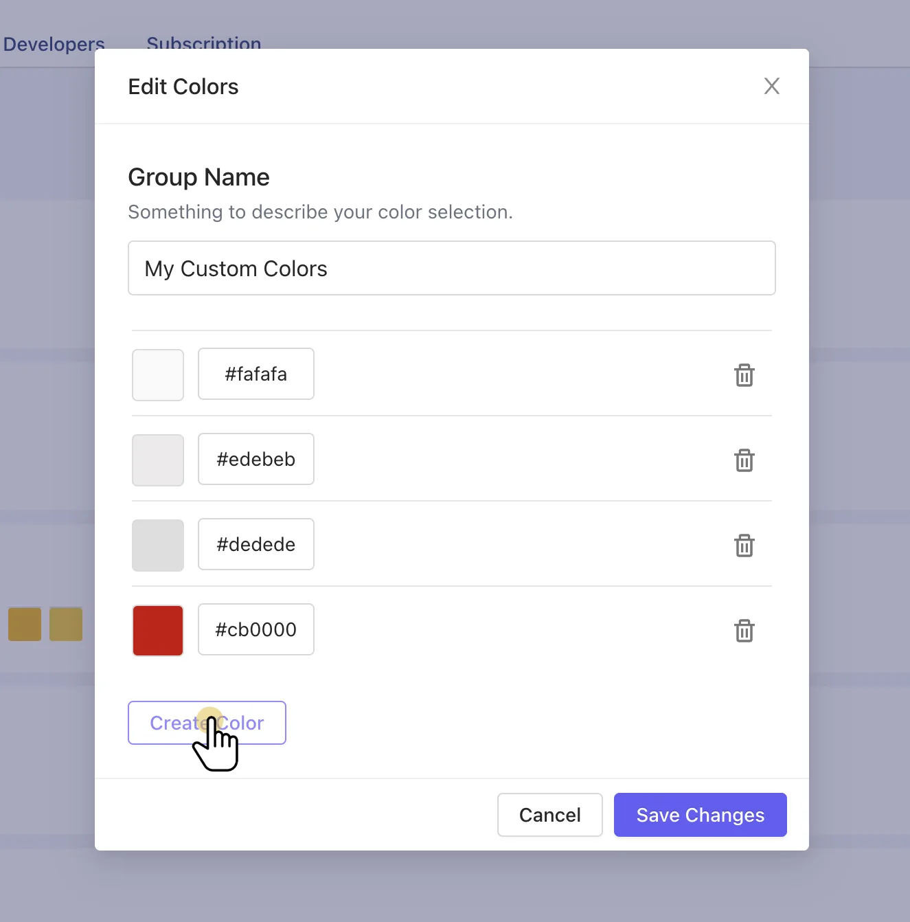 Tractorscope color group editor with multiple reusable chart colors
