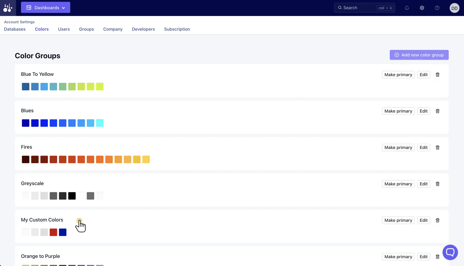 New Tractorscope color group available in account color settings