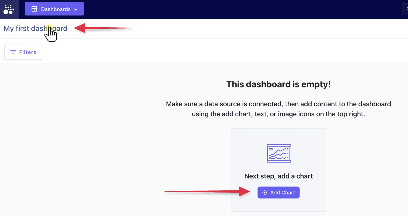 New Tractorscope dashboard editor with editable dashboard name and add chart button